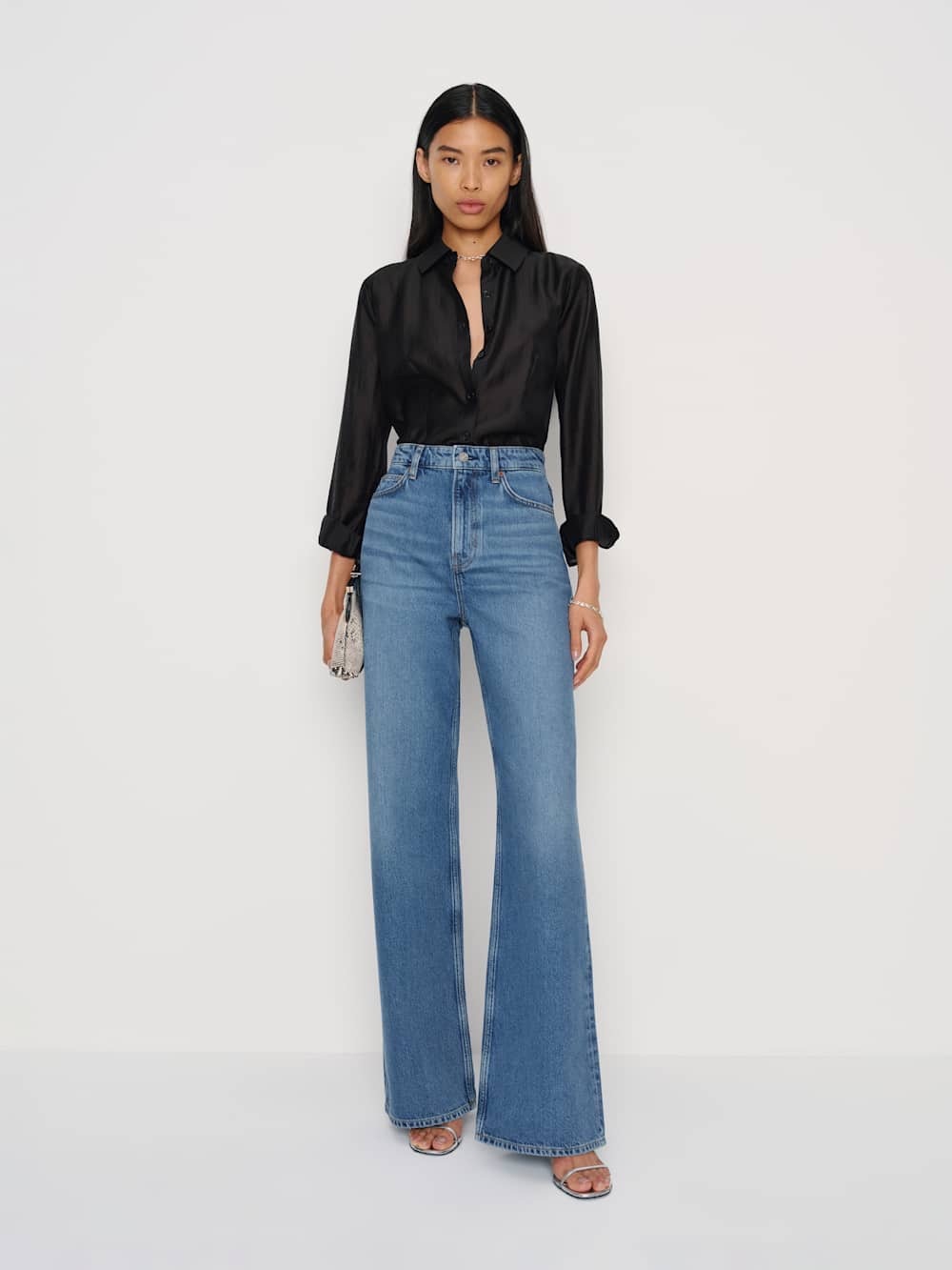 Reformation Cary High Rise Slouchy Wide Leg Jeans Naysa Size 32